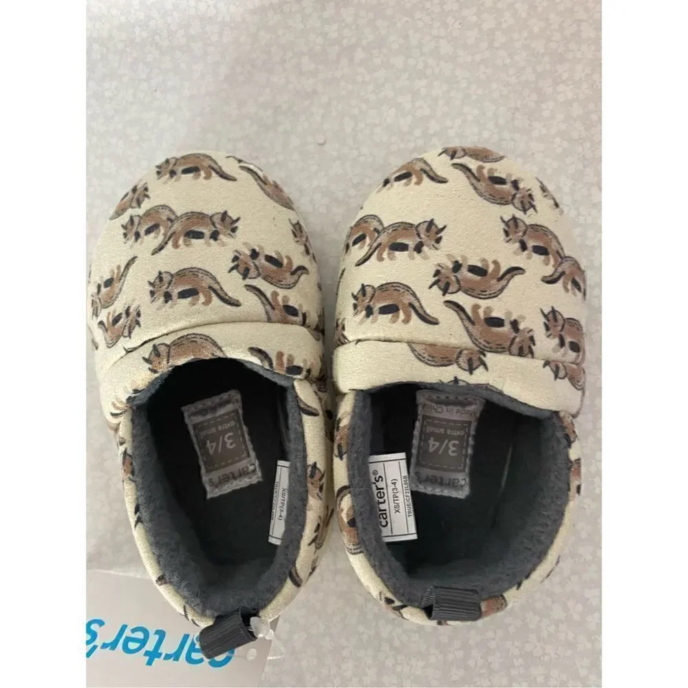 Carter's BOY’S 3/4 Toddler Extra Small True Dinosaur Indoor/ Outdoor Slippers